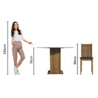 Conjunto Sala de Jantar Madesa Paula Mesa Tampo de Vidro Redondo 4 Cadeiras Rustic/Preto