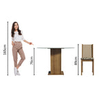 Conjunto Sala de Jantar Madesa Madu Mesa Tampo de Vidro Redondo 4 Cadeiras Rustic/Crema/Bege Marrom