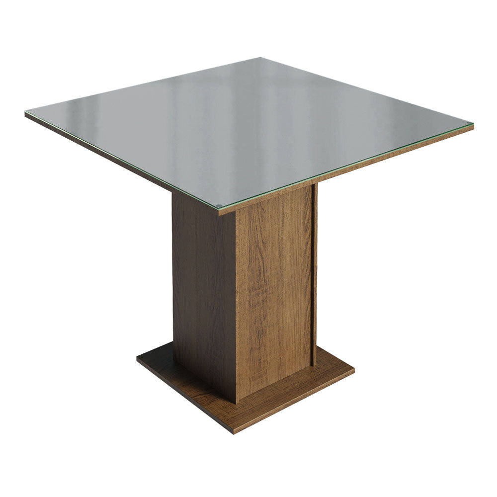 Conjunto Sala de Jantar Mesa Tampo de Vidro 4 Cadeiras Rustic/Cinza/Silver Anaju Madesa