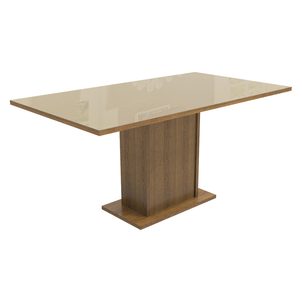 Conjunto Sala de Jantar Mesa Tampo de Vidro 4 Cadeiras Crema/Rustic/Bege Greta Madesa