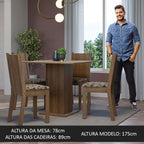 Conjunto Sala de Jantar Mesa Tampo de Madeira 4 Cadeiras Rustic/Crema/Bege Marrom Samara Madesa