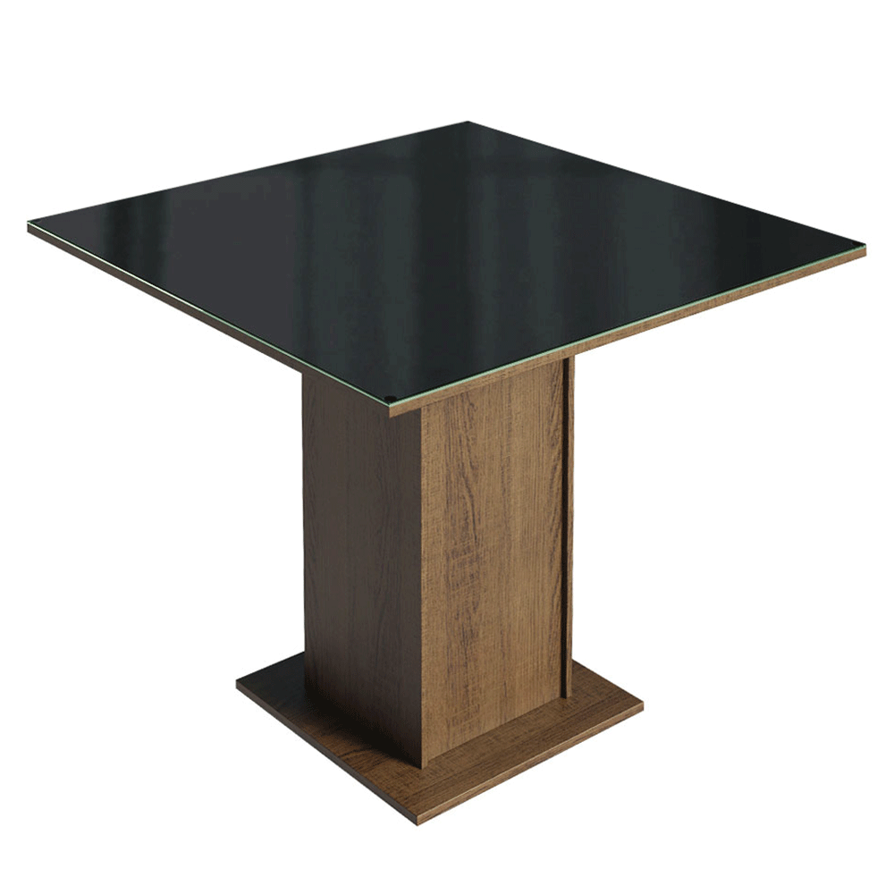 Conjunto Sala de Jantar Mesa Tampo de Vidro 4 Cadeiras Rustic/Preto Tifani Madesa