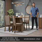 Conjunto Sala de Jantar Mesa Tampo de Madeira 4 Cadeiras Rustic/Crema/Bege Sophie Madesa