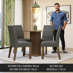 Conjunto Sala de Jantar Mesa Tampo de Vidro 4 Cadeiras Rustic/Silver Ivy Madesa