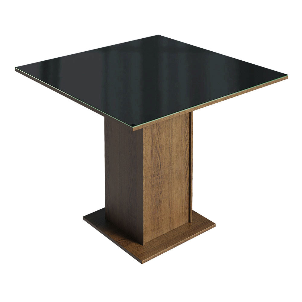 Conjunto Sala de Jantar Mesa Tampo de Vidro 4 Cadeiras Rustic/Preto/Oxford Anaju Madesa