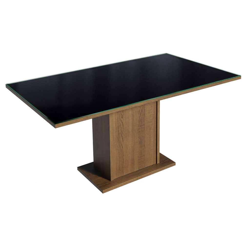Conjunto Sala de Jantar Mesa Tampo de Vidro 4 Cadeiras Rustic/Preto/Oxford Marilia Madesa