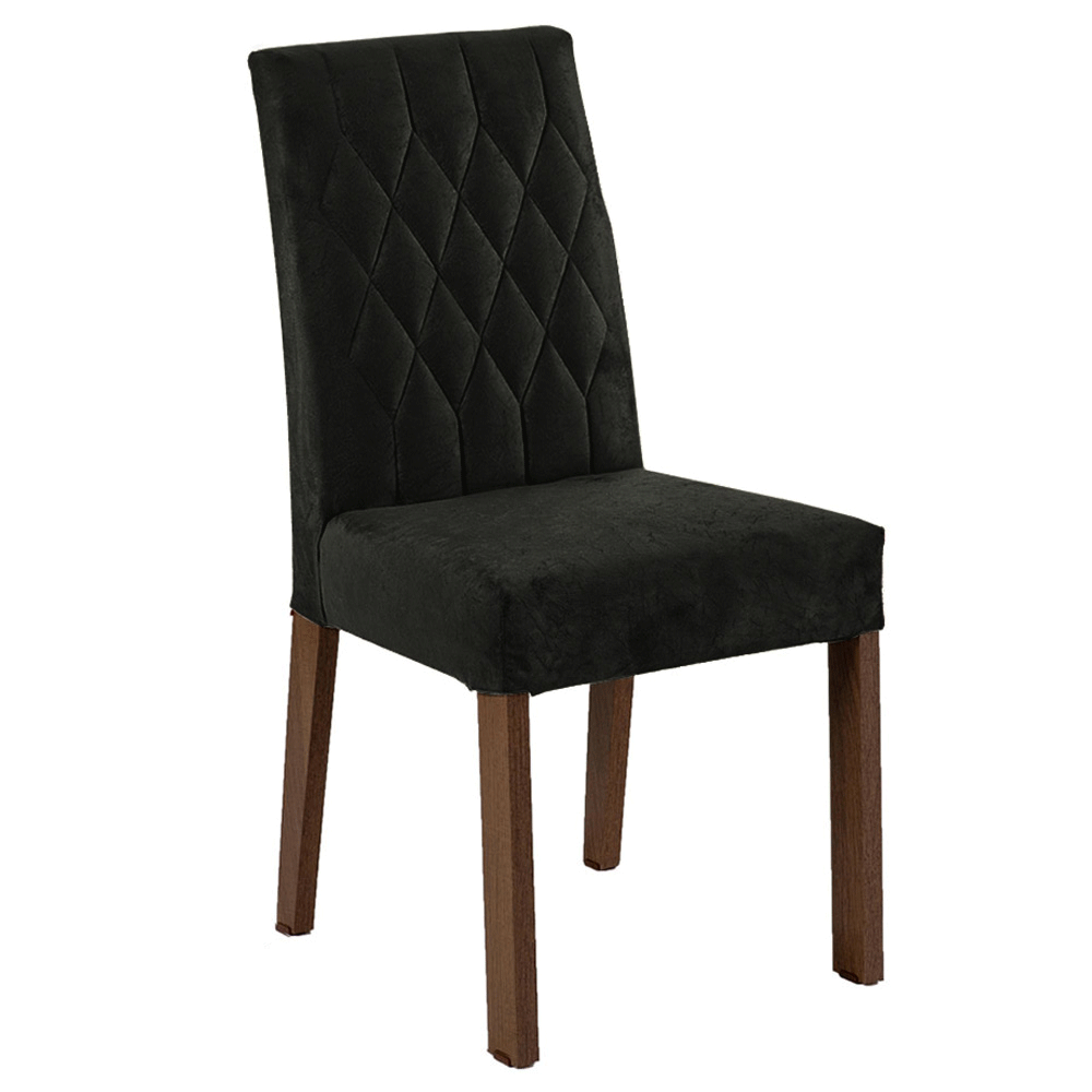 Conjunto Sala de Jantar Mesa Tampo de Vidro 4 Cadeiras Rustic/Preto/Oxford Reale Madesa