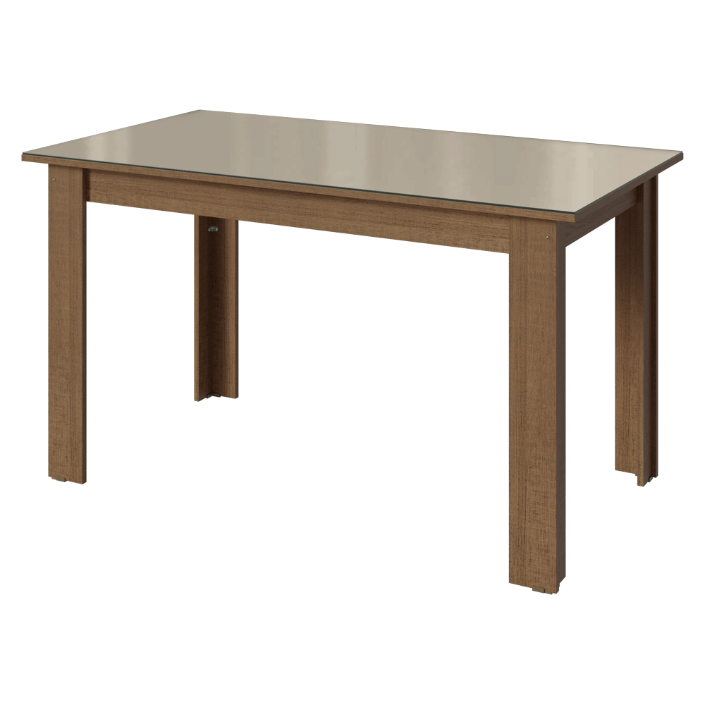 Conjunto Sala de Jantar Avelã Mesa Tampo de Vidro 4 Cadeiras Rustic/Crema/Lírio Bege Madesa