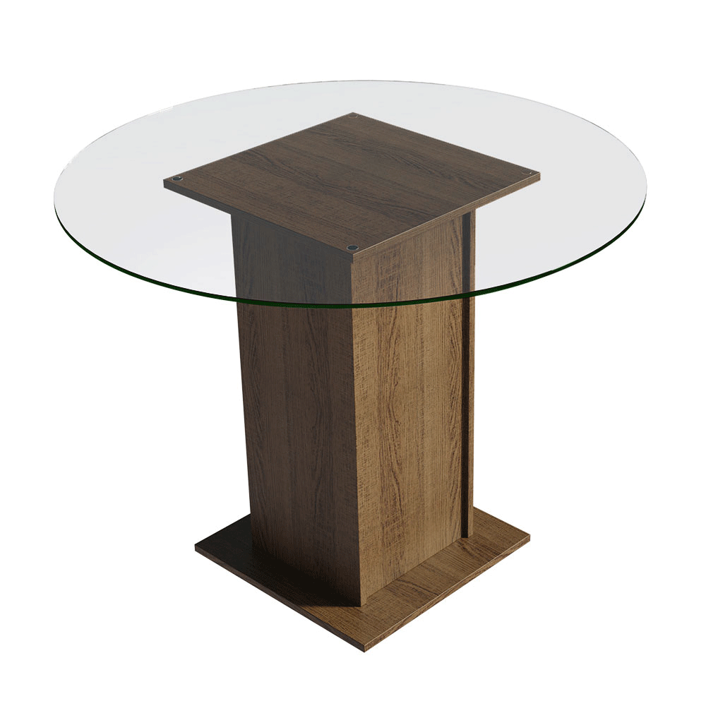 Conjunto Sala de Jantar Denali Mesa Tampo de Vidro 4 Cadeiras Rustic/Preto Madesa