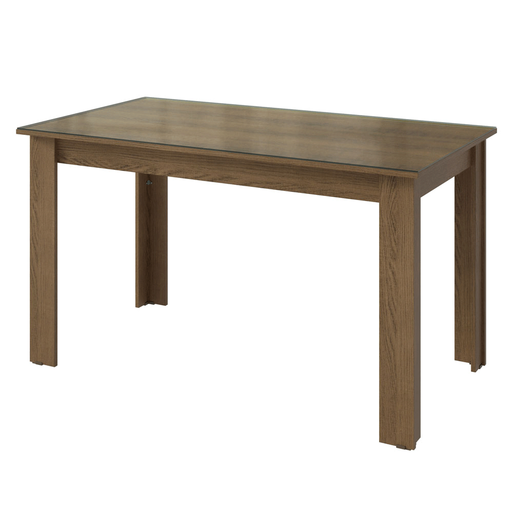 Conjunto Sala de Jantar Toscana Mesa Tampo de Vidro 4 Cadeiras Rustic/Preto Madesa