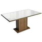 Conjunto Sala de Jantar Mesa Tampo de Vidro 6 Cadeiras Rustic/Branco/Silver Geórgia Madesa