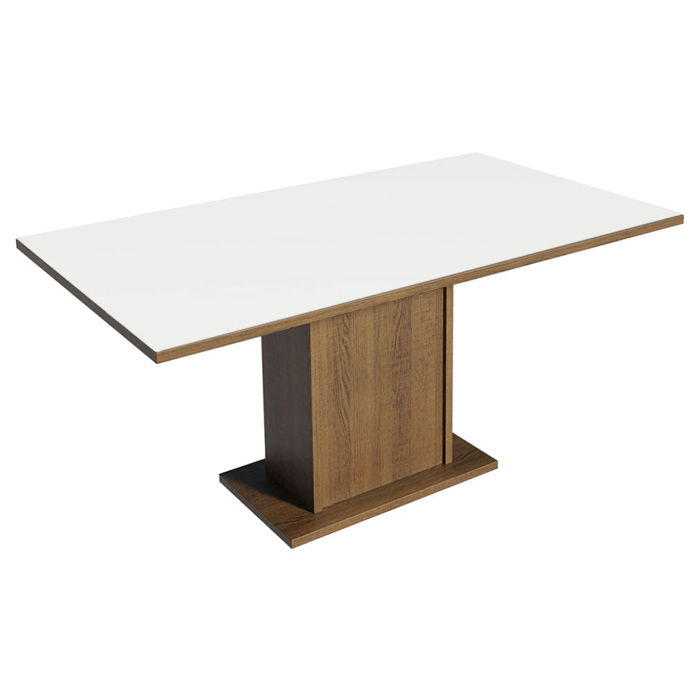Conjunto Sala de Jantar Mesa Tampo de Madeira 6 Cadeiras Rustic/Branco/Silver Hanna Madesa