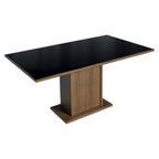 Conjunto Sala de Jantar Mesa Tampo de Vidro 6 Cadeiras Preto/Rustic Francine Madesa