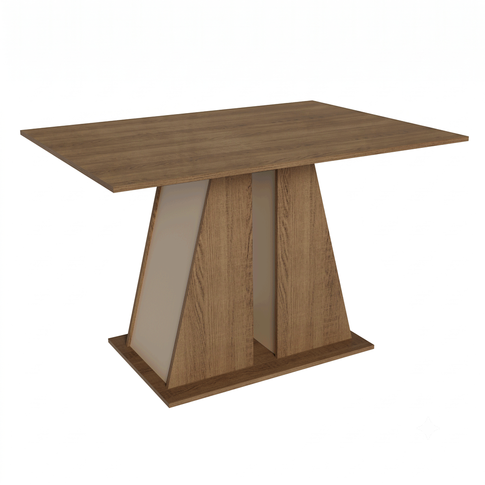 Conjunto Sala de Jantar Mesa Tampo de Madeira 6 Cadeiras Rustic/Crema/Bege Beverly Madesa