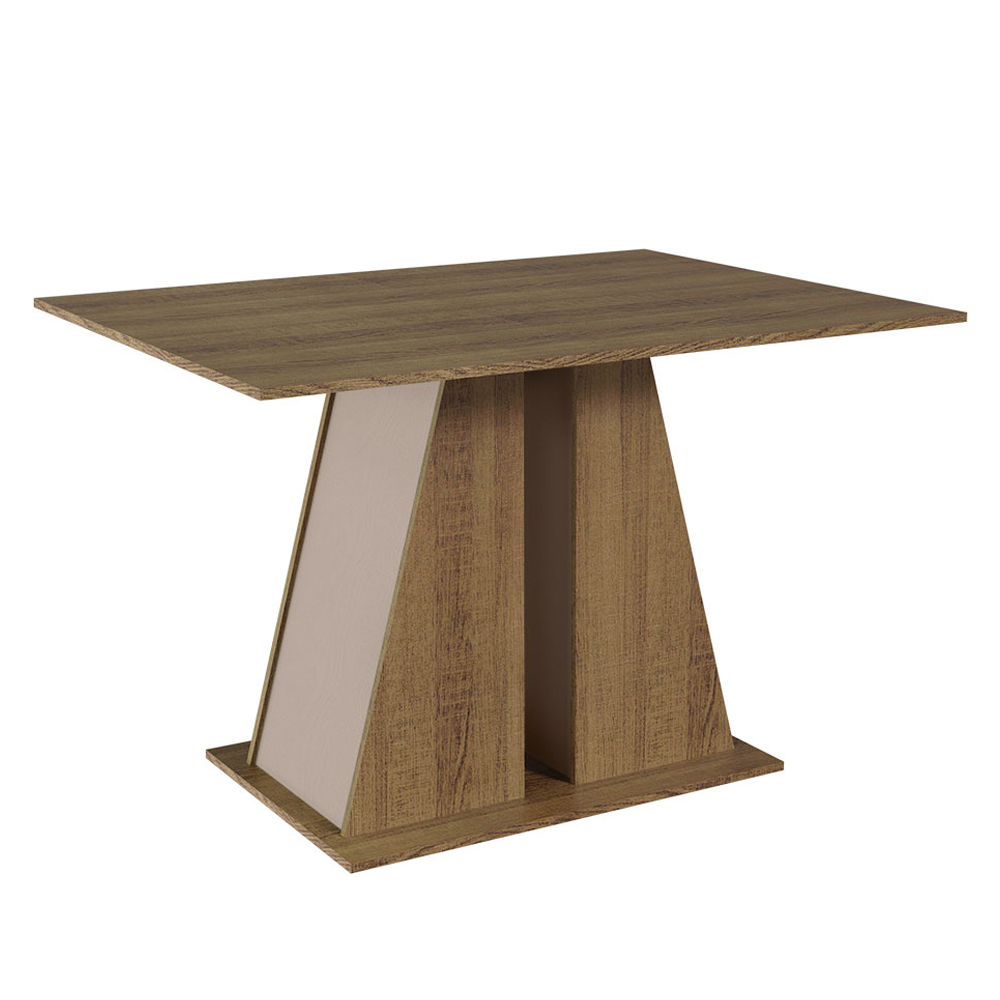 Conjunto Sala de Jantar Mesa Tampo de Madeira 6 Cadeiras Rustic/Crema/Bege Wendy Madesa