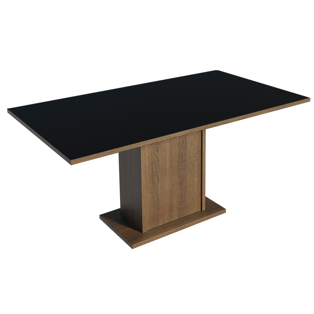 Conjunto Sala de Jantar Mesa Tampo de Madeira 6 Cadeiras Rustic/Preto/Oxford Renata Madesa