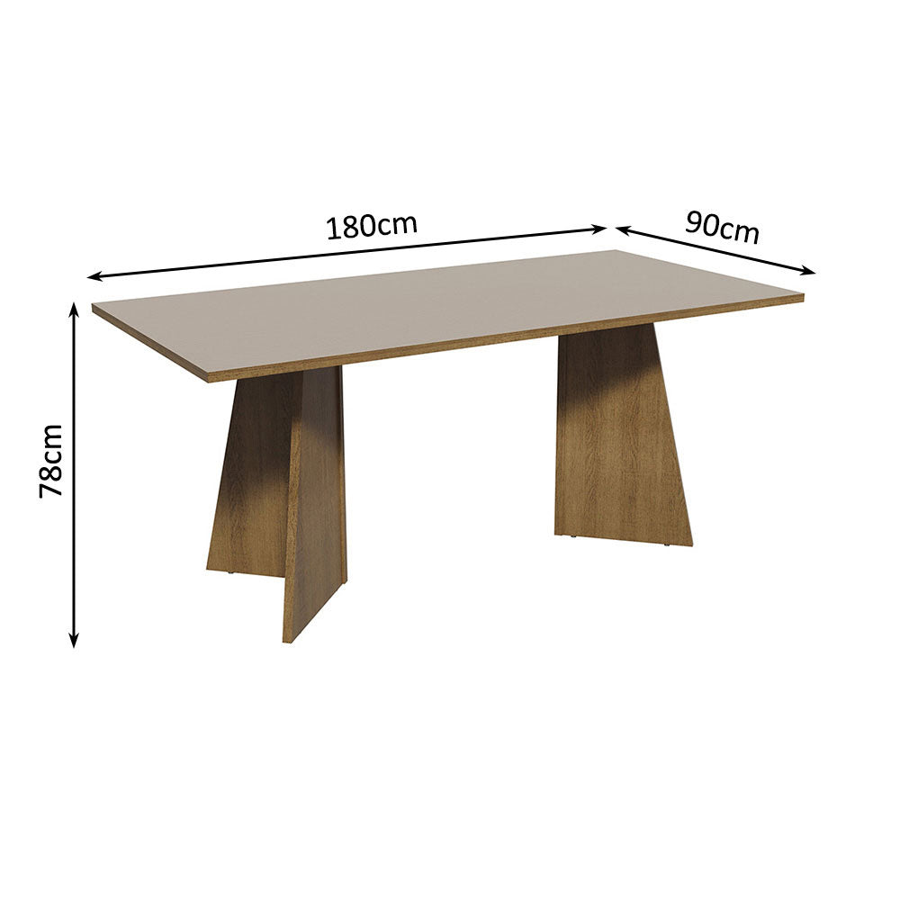 Conjunto Sala de Jantar Mesa Tampo de Madeira 6 Cadeiras Rustic/Crema/Imperial Simone Madesa