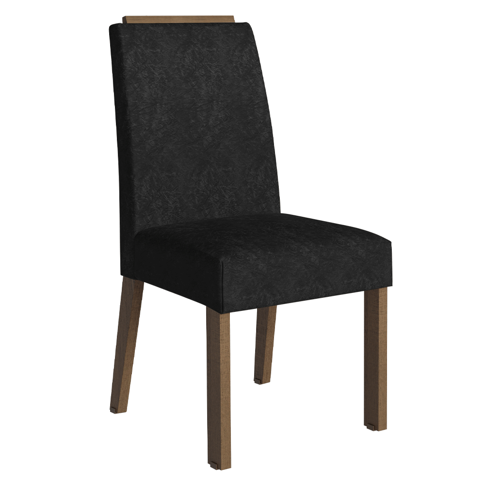 Conjunto Sala de Jantar Tampo de Vidro 6 Cadeiras Rustic/Preto/Oxford Madrid Madesa