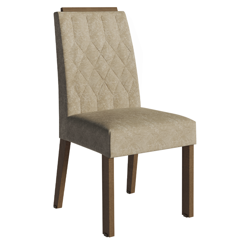 Conjunto Sala de Jantar Tampo de Madeira 6 Cadeiras Rustic/Crema/Imperial Leon Madesa