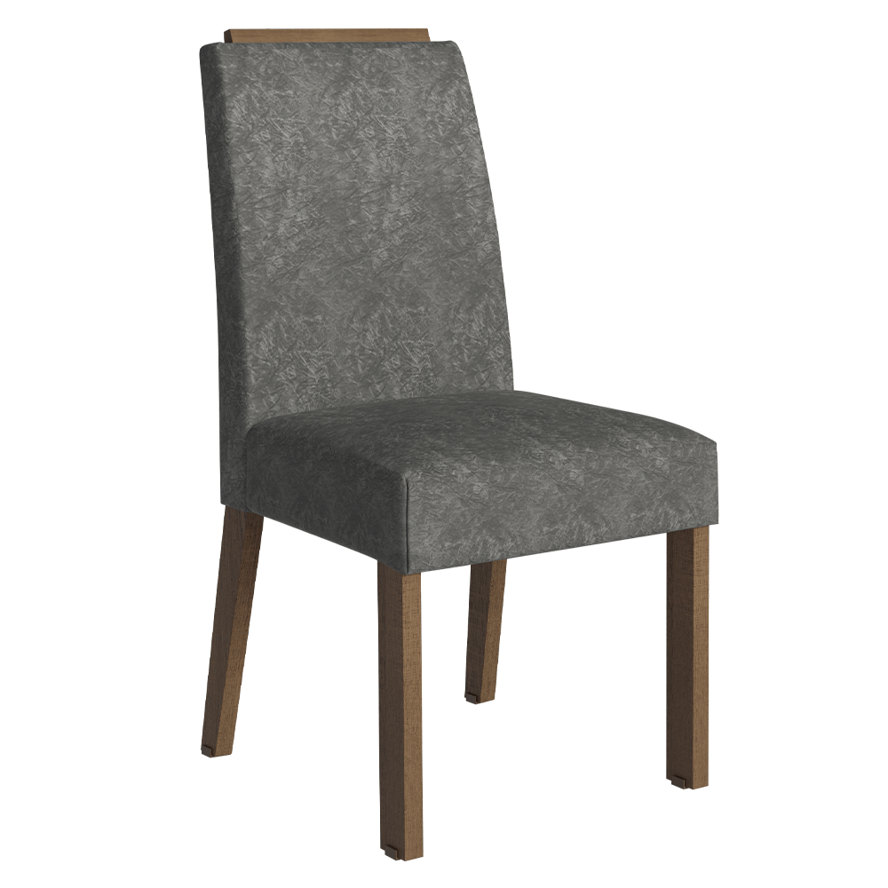 Conjunto Sala de Jantar Tampo de Vidro 6 Cadeiras Rustic/Silver Dália Madesa