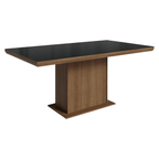 Conjunto Sala de Jantar Tampo com Vidro 6 Cadeiras Rustic/Preto/Silver Alba Madesa