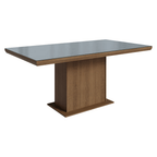 Conjunto Sala de Jantar Tampo com Vidro 6 Cadeiras Rustic/Cinza/Silver Alba Madesa