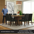 Conjunto Sala de Jantar Mesa Tampo de Madeira 8 Cadeiras Rustic/Oxford Doris Madesa