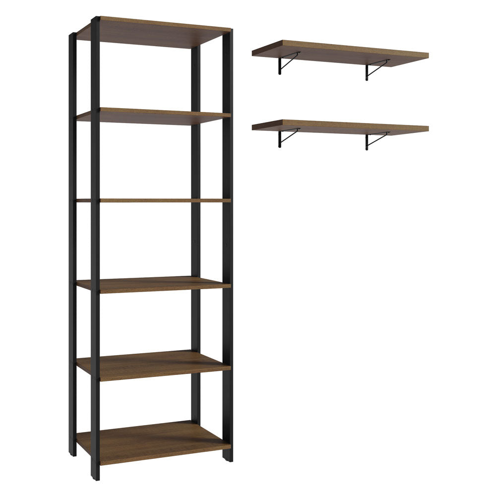 Estante Multiuso + Prateleiras para Lavanderia 139cm Rustic/Preto Madesa