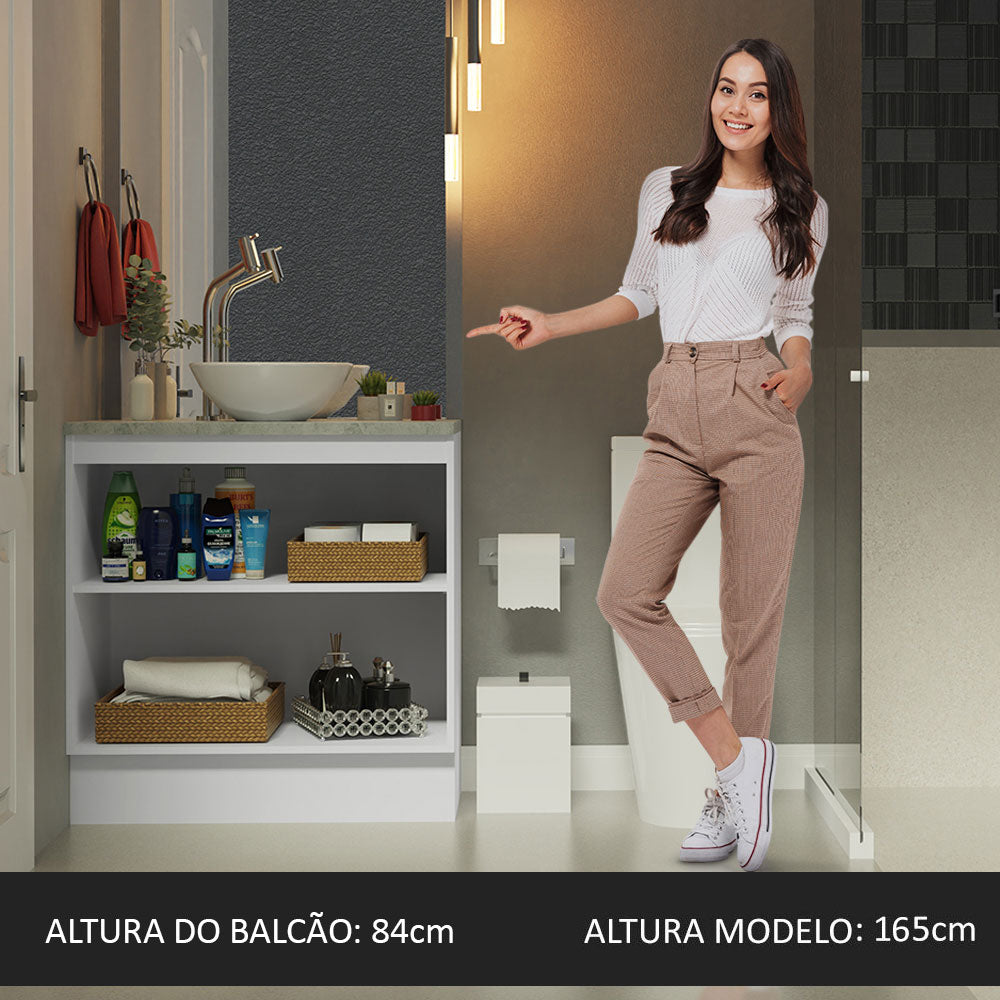Armário Gabinete para Banheiro 80cm 2 Portas Branco Madesa