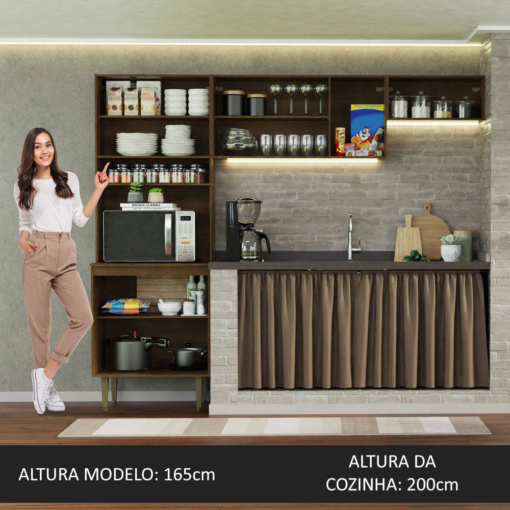 Armário de Cozinha Compacta Quiosque 235cm Rustic Gourmet Madesa 01