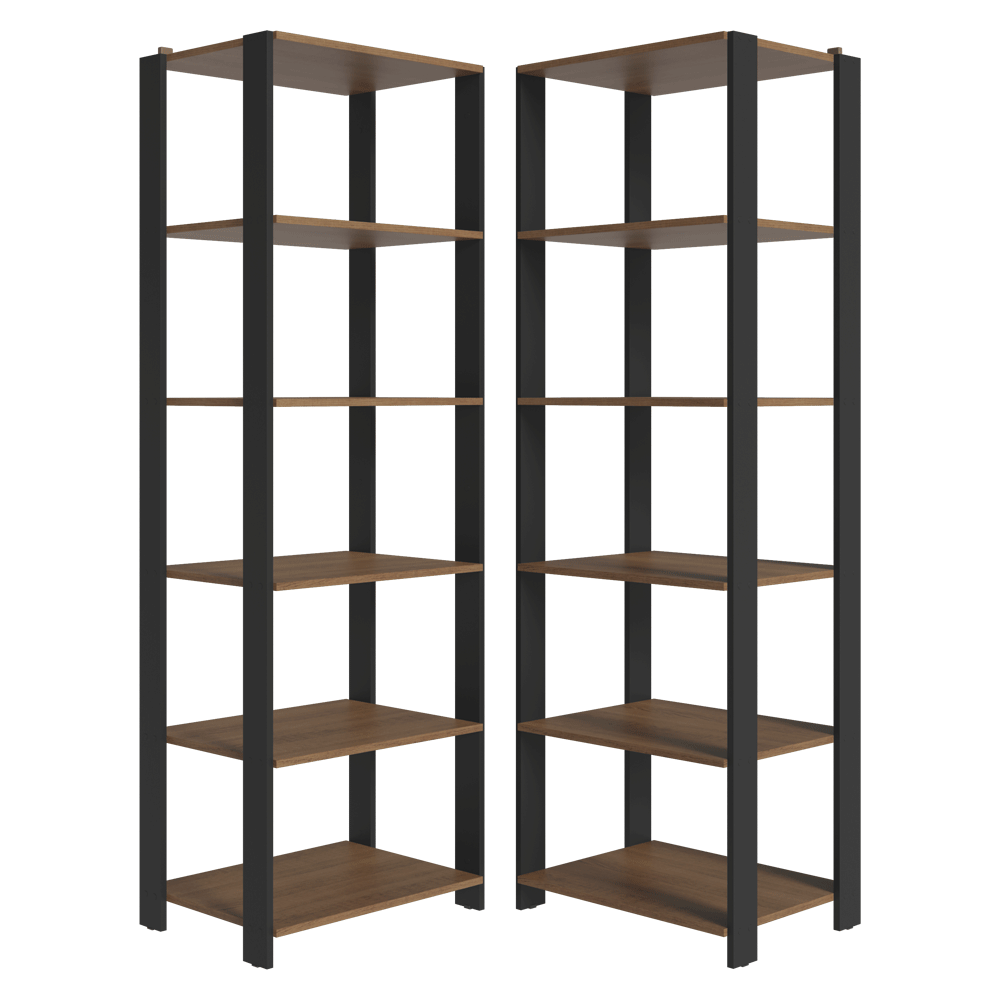 Armário Estante Multiuso Organizador Despensa de Canto 10 Prateleiras 118cm Rustic/Preto Madesa