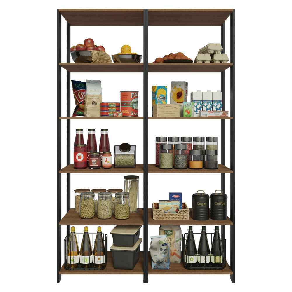 Armário Estante Multiuso Organizador Despensa 10 Prateleiras 118cm Rustic/Preto Madesa