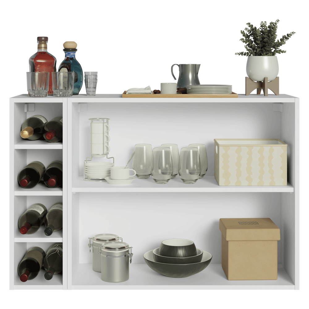 Buffet Aparador com Adega 100cm 2 Portas Branco/Verde Vik Madesa 16