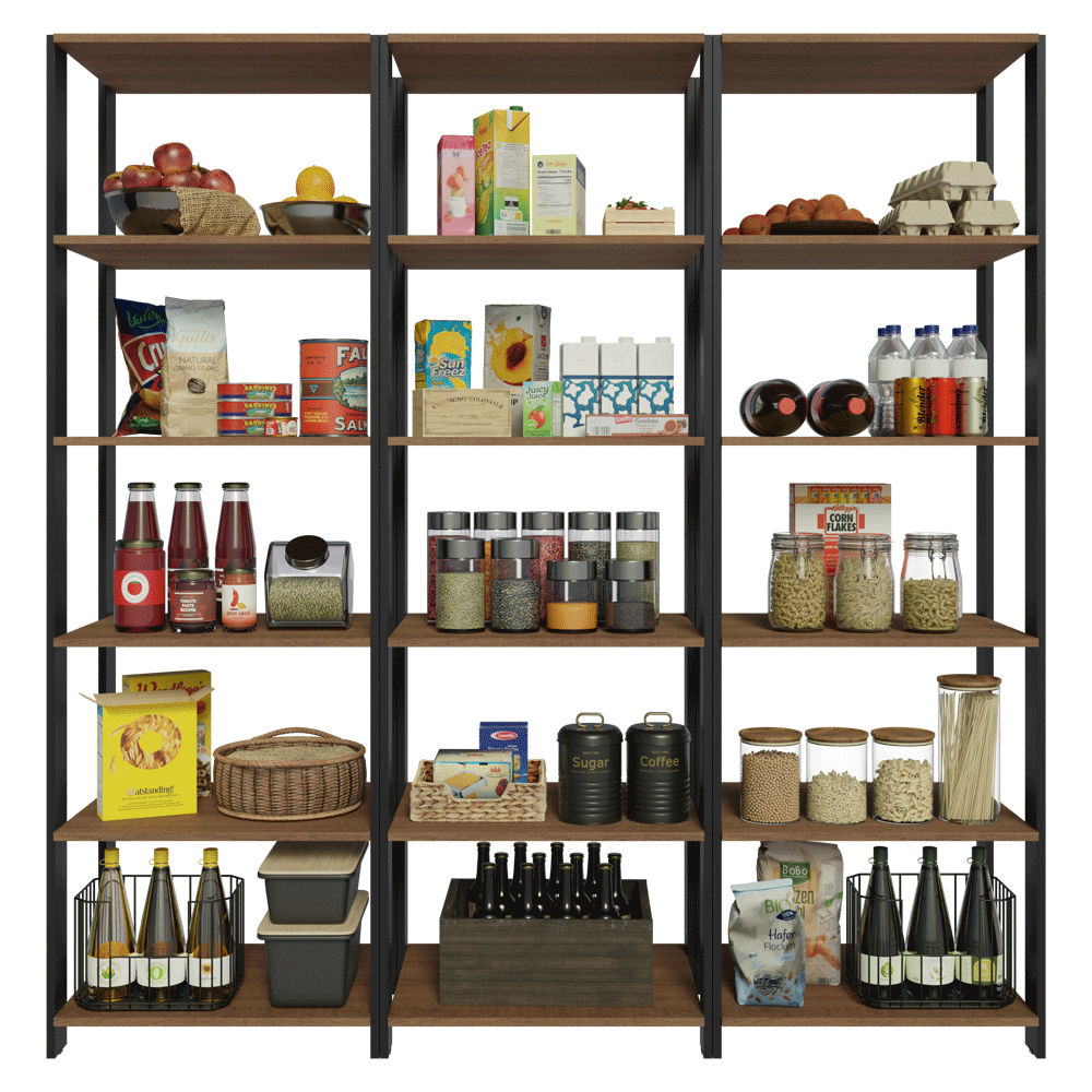 Armário Estante Multiuso Organizador Despensa 15 Prateleiras 177cm Rustic/Preto Madesa