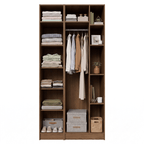 Guarda-Roupa Modulado 2 Portas com Espelhos 5 Nichos Rustic/Crema Neo Madesa 01
