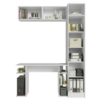 Conjunto Home Office 1 Guarda-Roupa 2 Aéreos Neo 1 Escrivaninha Branco Madesa