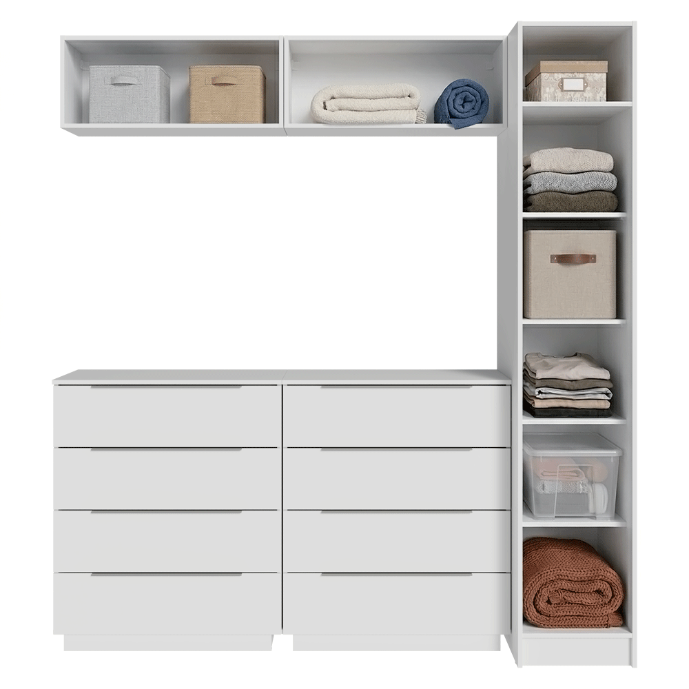 Conjunto Quarto com 1 Guarda-Roupa Neo 2 Aéreos 2 Cômodas Branco Madesa 01