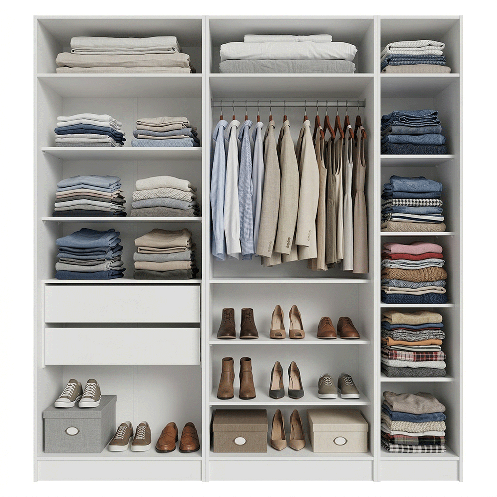Guarda-Roupa Modulado 200 cm 5 Portas 2 Gavetas Branco Neo Madesa 02
