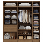 Guarda-Roupa Modulado 200 cm 5 Portas 2 Gavetas Rustic/Crema Neo Madesa 02
