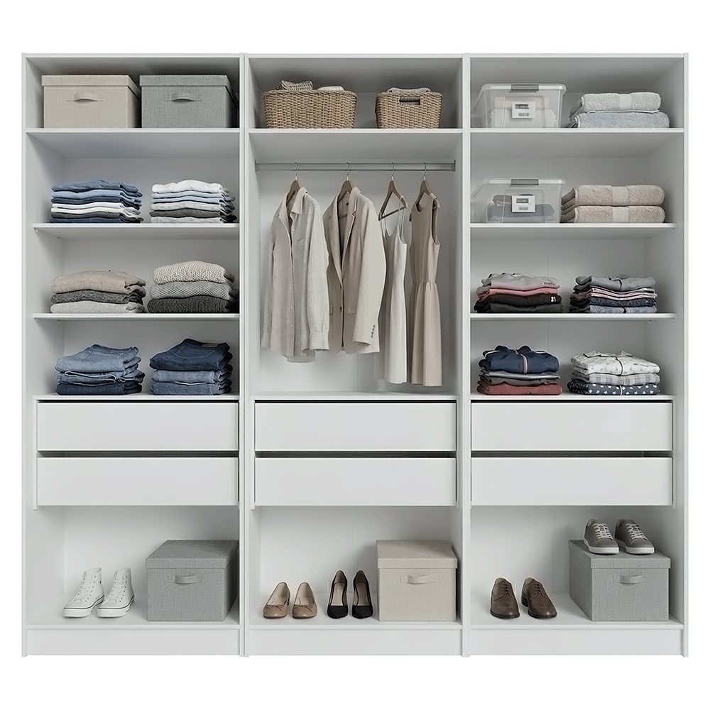 Guarda-Roupa Modulado 240 cm 6 Portas 6 Gavetas Branco Neo Madesa 03