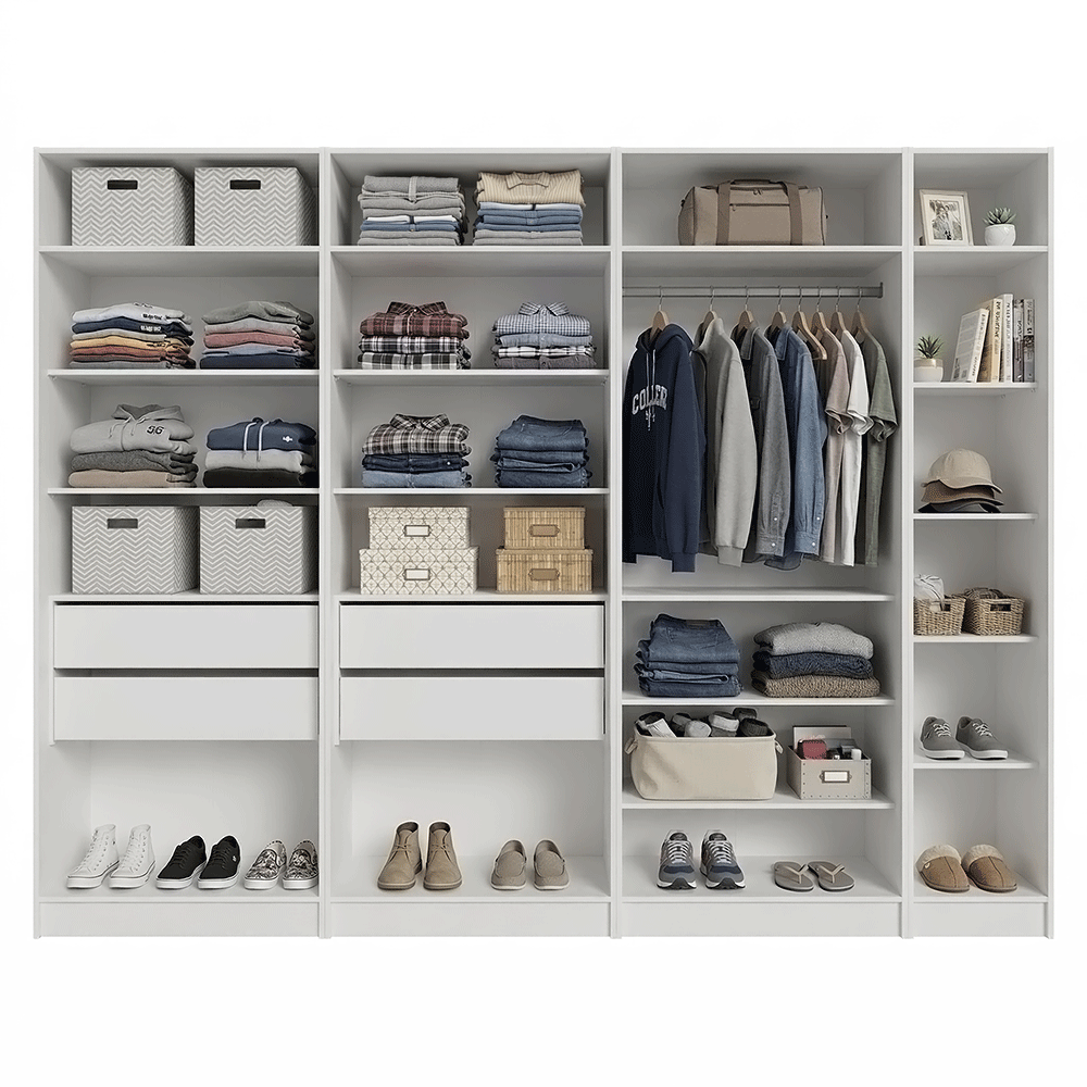 Guarda-Roupa Modulado 280 cm 7 Portas 4 Gavetas Branco Neo Madesa 01