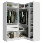 Guarda-Roupa Modulado de Canto 310 cm 5 Portas com Espelhos 2 Gavetas Branco Neo Madesa 03