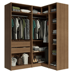 Guarda-Roupa Modulado de Canto 310 cm 5 Portas com Espelhos 2 Gavetas Rustic/Crema Neo Madesa 03