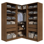Guarda-Roupa Modulado de Canto 350 cm 6 Portas 4 Gavetas Rustic/Crema Neo Madesa 01