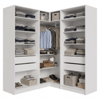 Guarda-Roupa Modulado de Canto 350 cm 6 Portas com Espelhos 4 Gavetas Branco Neo Madesa 02