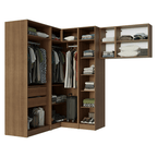 Quarto Completo Solteiro De Canto 415 cm Rustic/Crema Neo Madesa
