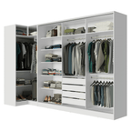 Guarda-Roupa Modulado Neo + Guarda-Roupa Royale 3 Portas de Correr de Espelho Branco Madesa