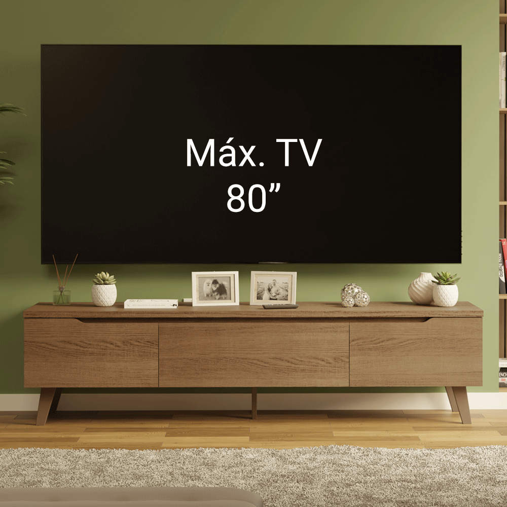 Rack para TV até 80 Polegadas 180 cm 2 Portas 1 Gaveta Rustic Nilo Madesa