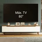 Rack para TV até 80 Polegadas 180 cm 2 Portas 1 Gaveta Rustic/Branco Nilo Madesa