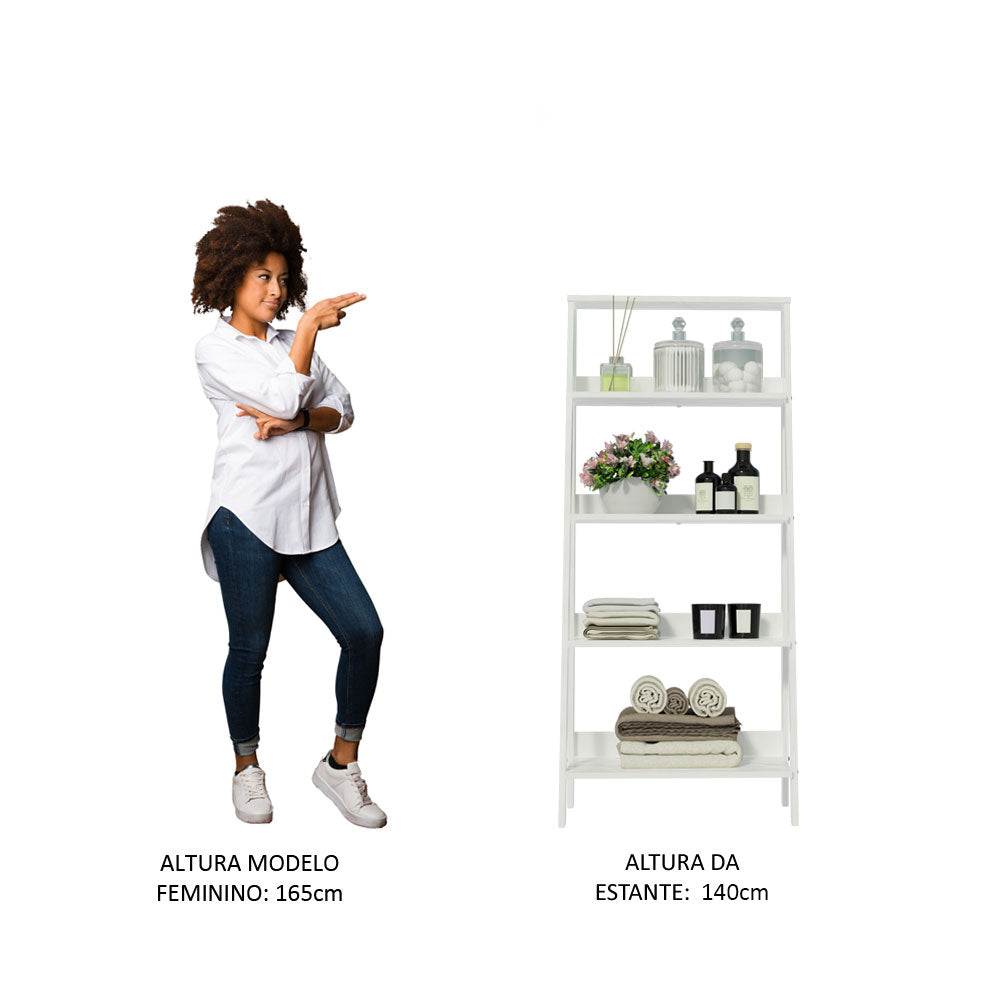 Estante Organizadora Multiuso para Banheiro com 4 Prateleiras Madesa Branco